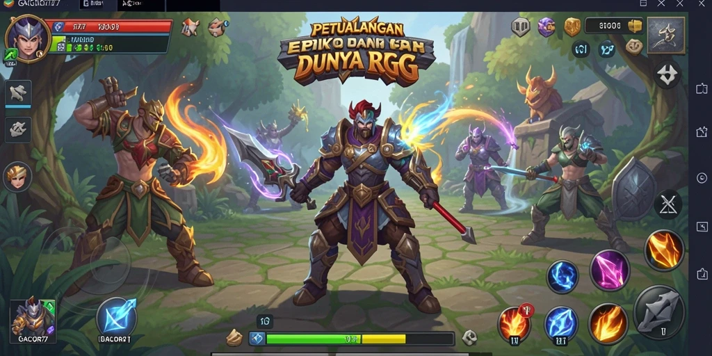 Tampilan layar permainan GACOR77 dengan aksi RPG yang menegangkan.
