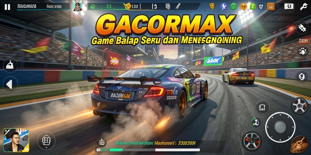 Gameplay GACORMAX saat balapan yang mendebarkan dan cepat.