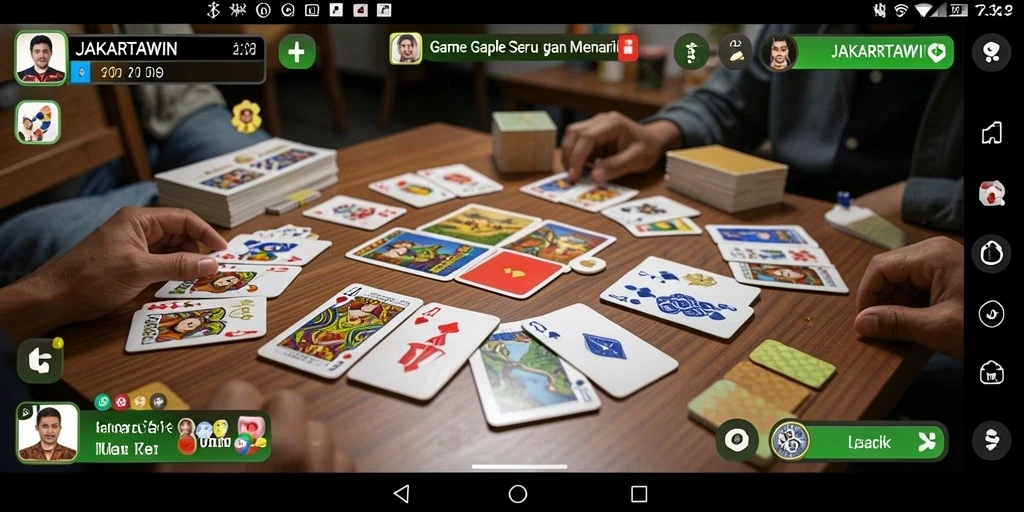 Screenshot utama JAKARTAWIN yang menampilkan gameplay Gaple yang seru.