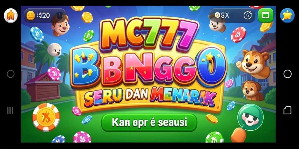 Screenshot gameplay Bingo MC777 yang penuh warna dan menyenangkan.