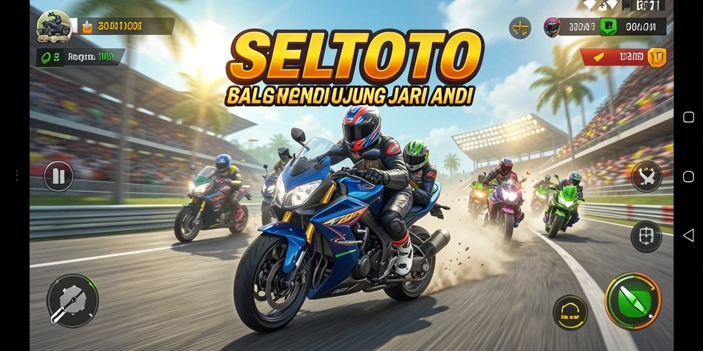 Tampilan gameplay menarik dari SELTOTO saat balapan motor.